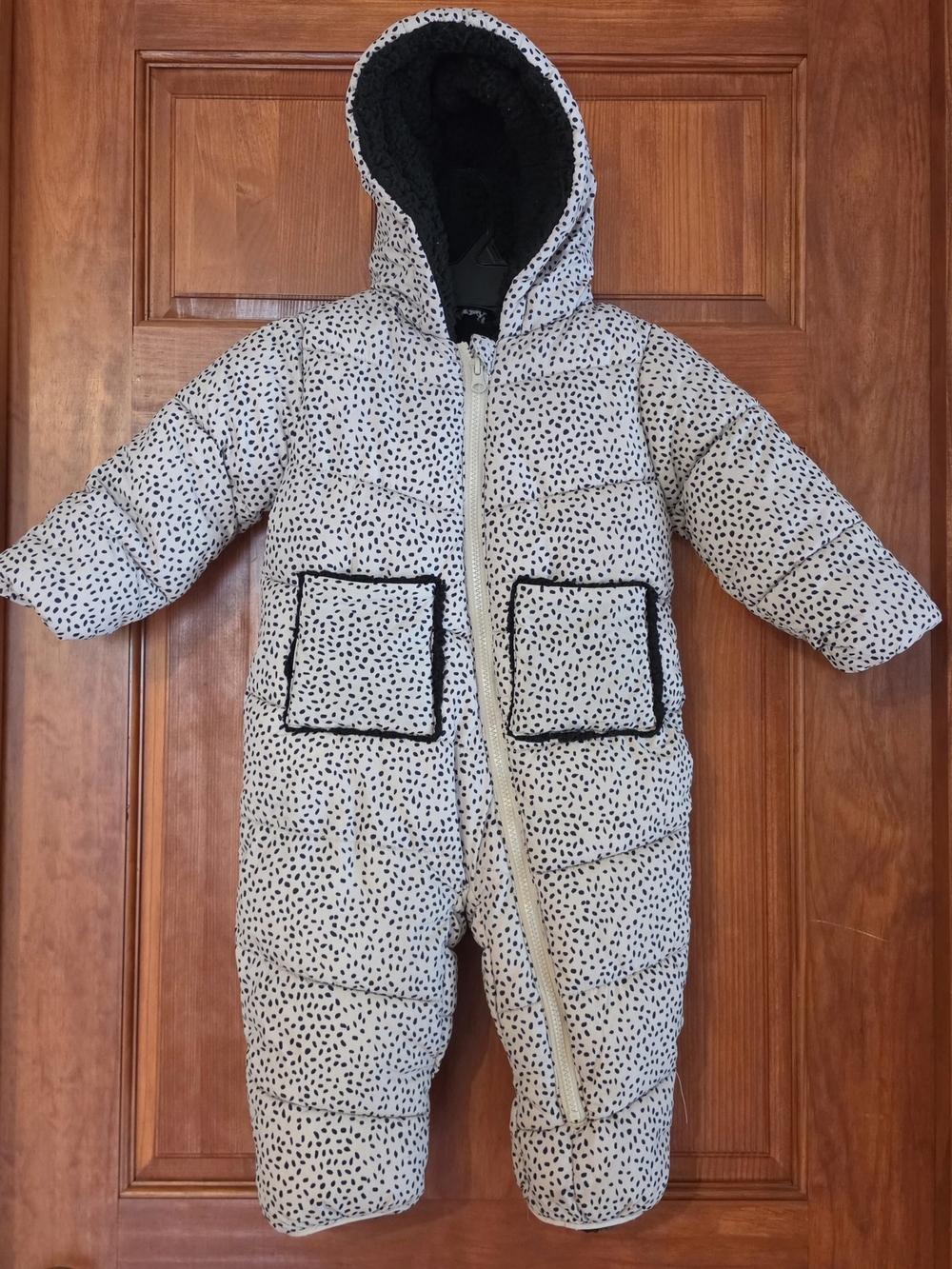 Jessica Simpson Unisex Hooded Insulated Puffer Snowsuit Beige/black  24M